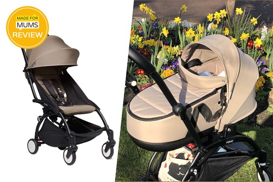 Babyzen YOYO2 pushchair out in a garden and in a studio