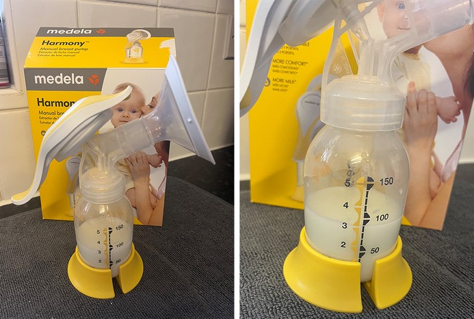 2 pictures of expressed milk in Medela Harmony Flex Manual Breast pump 2 pictures of expressed milk in Medela Harmony Flex Manual Breast pump
