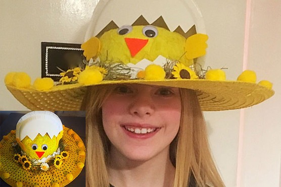 Hatching chick homemade Easter bonnet