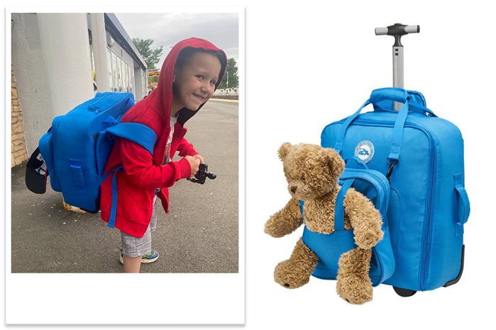Tester picture of child with Cabin Max backpack