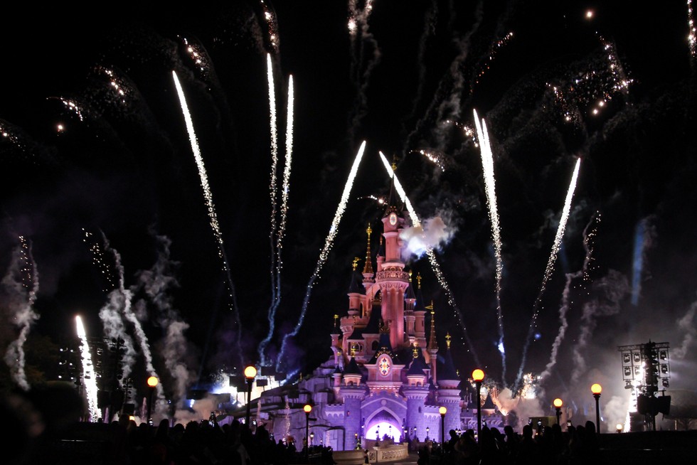 Coperni: Atmosphere - Paris Fashion Week - Womenswear Spring-Summer 2025 A view of Sleeping Beauty Castle of Disneyland Paris