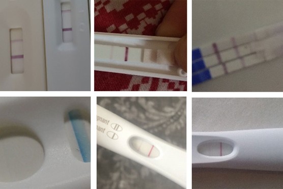 photographic examples of faint line on pregnancy test when the test is positive