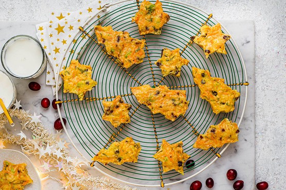 Mini Veggie Christmas Shapes on a cooling rack