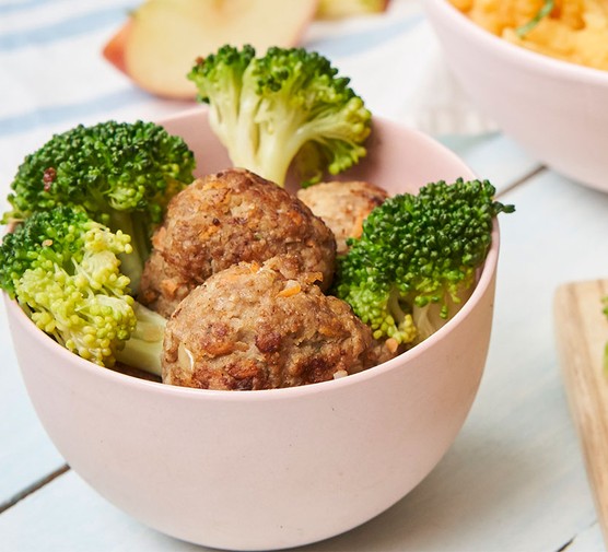 Annabel Karmel's mini meatballs with apple in a bowl