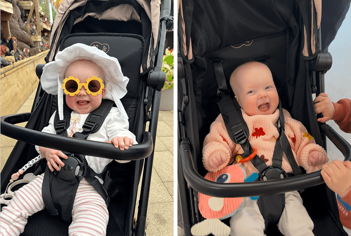 2 pictures of baby in Kinderkraft PILOT 2 stroller 2 pictures of baby in Kinderkraft PILOT 2 stroller