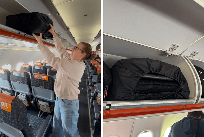 2 pictures of Kinderkraft PILOT 2 stroller in the overhead compartment 2 pictures of Kinderkraft PILOT 2 stroller in the overhead compartment