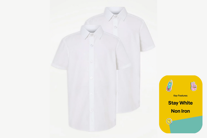 ShortSleevedShirts Boys White Short Sleeve Non Iron School Shirts 2 Pack