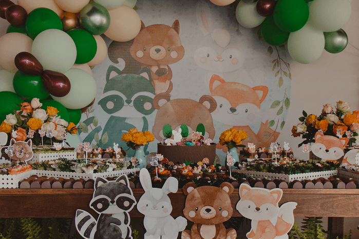 GettyImages-1459805341 animals in the forest baby shower decor
