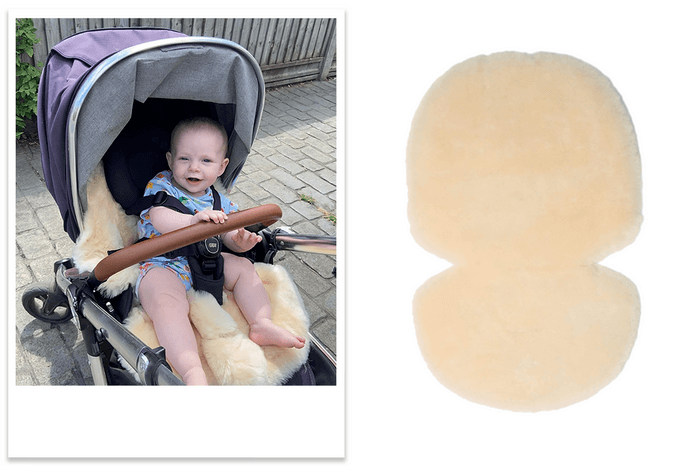 Mamas & Papas Sheepskin pram liner tested by baby