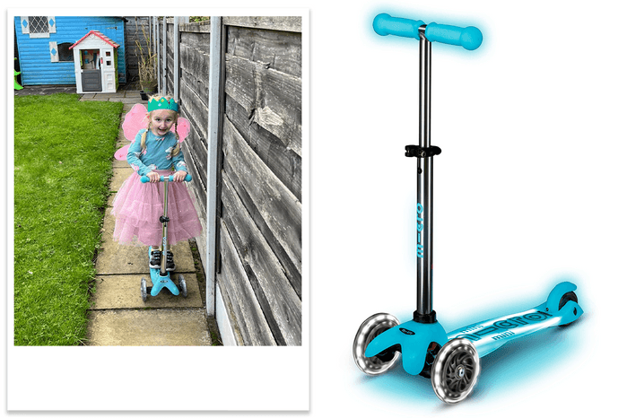 Mini Micro Light Up & Glow Scooter tester picture and product shot