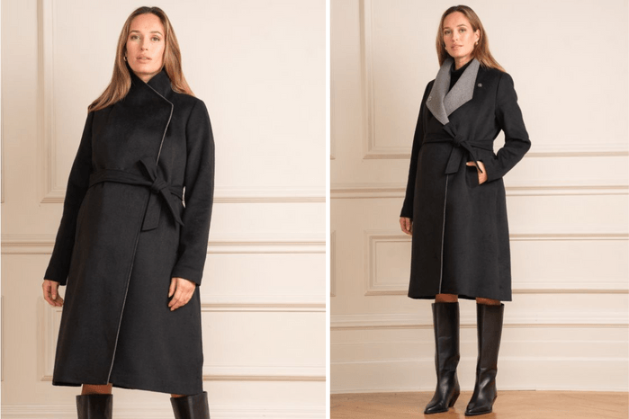 seraphine wool blend black wrap maternity coat seraphine wool blend black wrap maternity coat