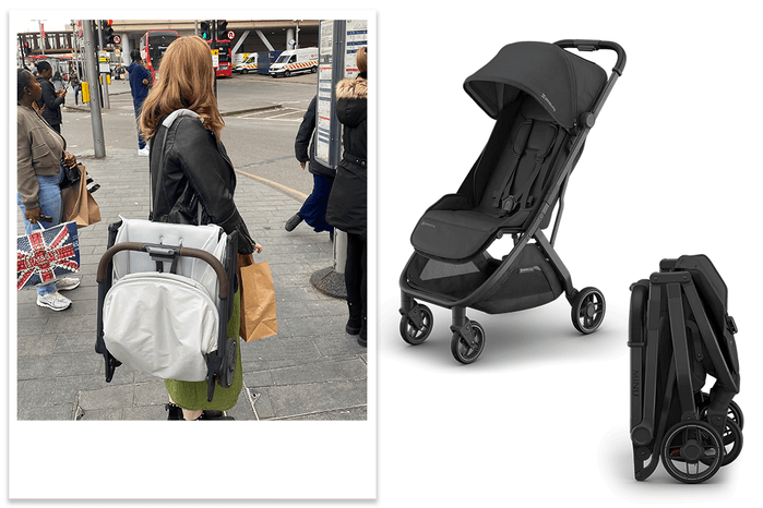 UPPAbaby MINU V3 tester picture with pushchair folded and product shots UPPAbaby MINU V3 tester picture with pushchair folded and product shots